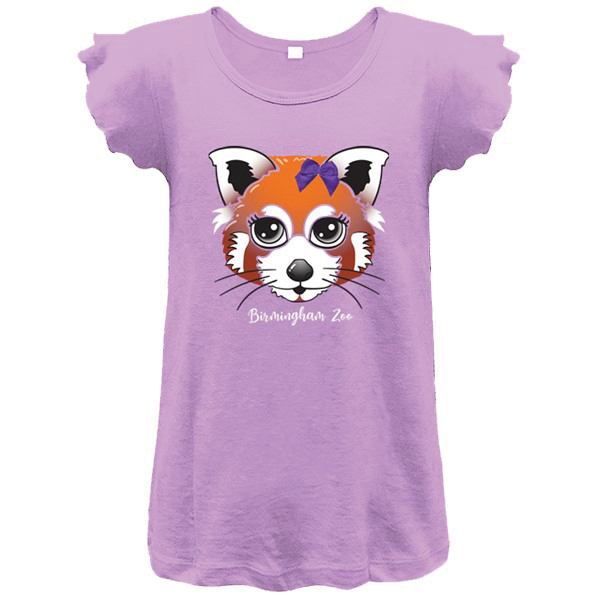 YOUTH GIRLS SHORT SLEEVE TEE RED PANDA BOW VIOLET